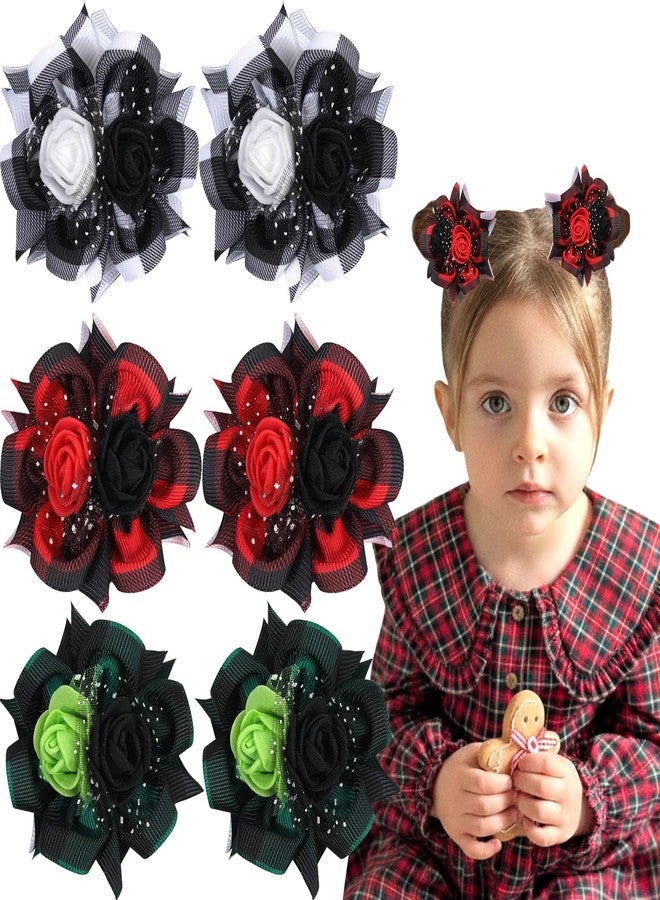 مجموعة توكوفاجو من 6 قطع من ربطات الشعر للبنات، مشابك شعر على شكل زهور، إكسسوارات شعر لعيد الميلاد للبنات، ربطات شعر للأطفال الصغار مع مشابك تمساح للأطفال والمراهقين - Image 1